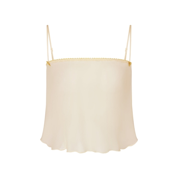 NWT SKIMS ROMANCE SUPER CROPPED SILK CAMI IN BUTTER - Picture 2 of 8